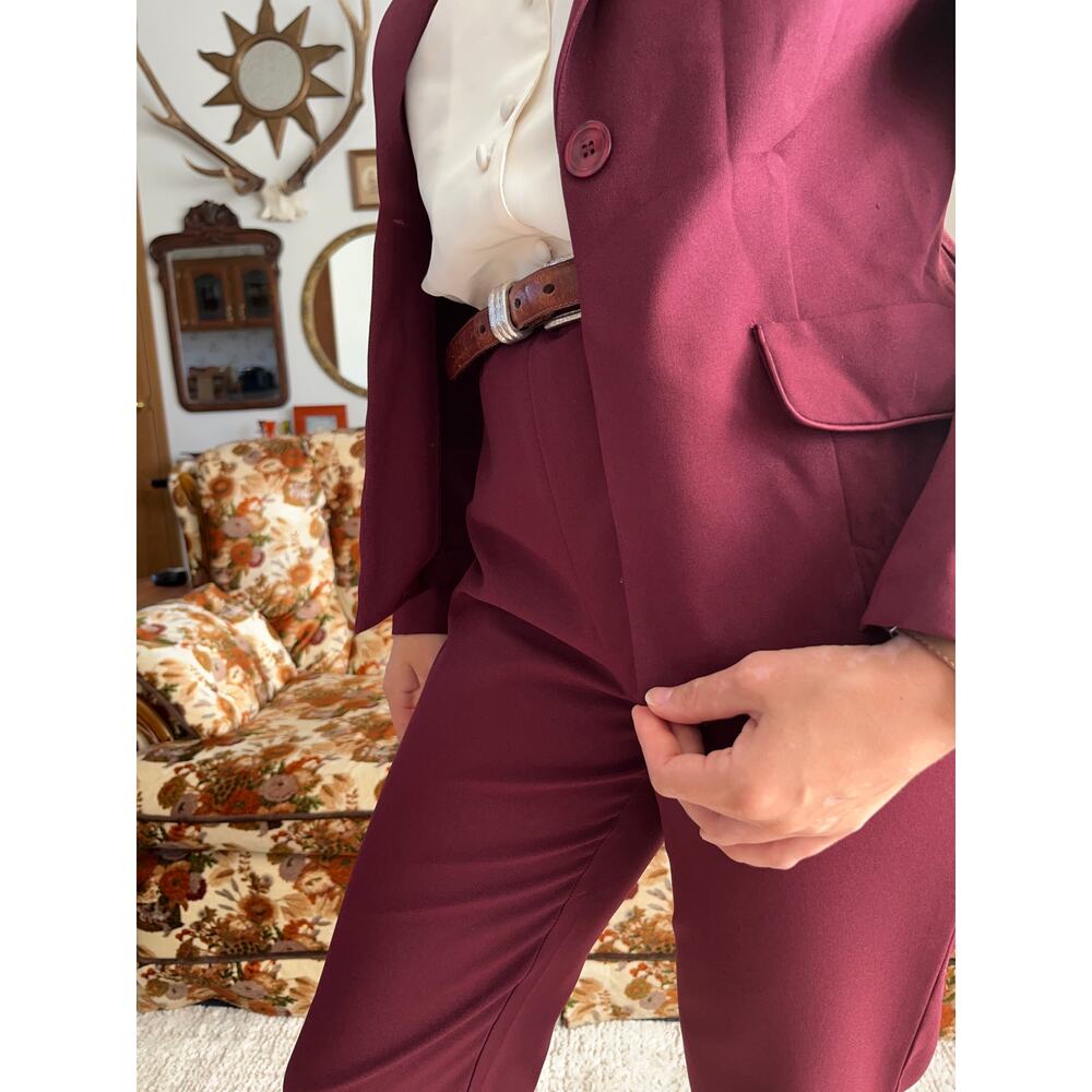 Vintage Be Smart Wine Burgundy Pant Suit - Picture 2 of 6